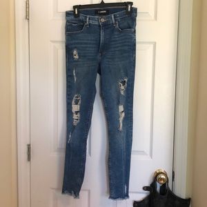 EXPRESS high waisted, distressed skinny jeans
